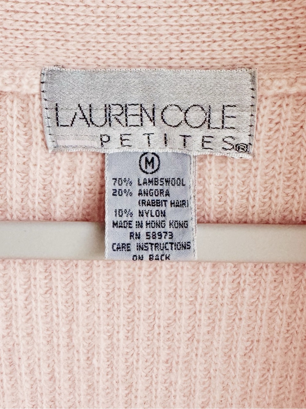 Vintage Lauren Cole Lambswool Angora Sweater Vest Pink Gold Button Petite M - Picture 9 of 9